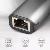 AXAGON Мрежови адаптер AXAGON ADE-25RC, от USB-C(м) към 1x 10/100/1000/2500 RJ45, сив