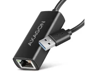 AXAGON Мрежови адаптер ADE-AR, от USB-A(м) към 1x RJ45 10/100/1000Mbps(ж), черен