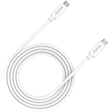 CANYON UC-42, cable, U4-CC-5A2M-E, USB4 TYPE-C to TYPE-C cable assembly 20G 2m 5A 240W(ERP) with E-MARK, CE, ROHS, white