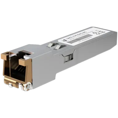 Ubiquiti UACC-CM-RJ45-MG SFP+ to RJ45 adapter, 1/2.5/5/10 GbE is a RJ45 transceiver that can be inserted into an SFP port in order to connect a…
