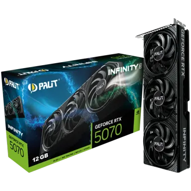 PALIT GeForce RTX 5070 Infinity 3 12GB GDDR7 192 bit, 1x HDMI 2.1b, 3x DP 2.1b, 3 Fan, 1x 16-pin pwr connector, 650W, board size 291.9 x 116.6 x 41.3…