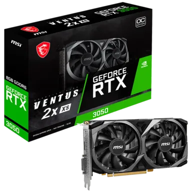 MSI Video Card Nvidia GeForce RTX 3050 VENTUS 2X XS 8G OC, 8GB GDDR6, 128bit, Boost: 1807 MHz, 2560 CUDA Cores, PCIe 4.0, 1x DP 1.4a, 1xHDMI 2.1a…
