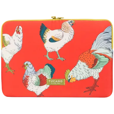 TUCANO SLEEVE SCHIZZO MacBook Air 15/ Laptop 13/ Laptop 14, FAUNA GALLINE ORANGE