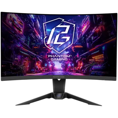 Asrock Curved Gaming Monitor, 27" QHD(2560x1440) VA, Anti-Glare, 180 Hz, 132% sRGB, 5000:1, 16:9, 300 cd/m^2, 178º/178º, 1ms (MPRT), FreeSync…