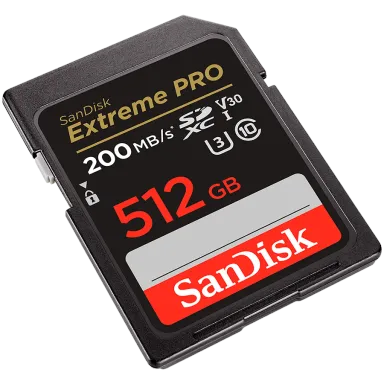SANDISK Extreme PRO 512GB SDXC Memory Card + 2 years RescuePRO Deluxe up to 200MB/s & 140MB/s Read/Write speeds, UHS-I, Class 10, U3, V30