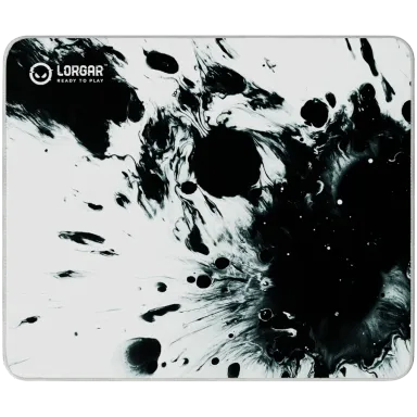 Full print white and black design, Bottom is black rubber with embossed LORGAR logo, with double side edge stitching