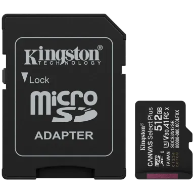 Kingston 512GB microSDXC Canvas Select Plus Gen3 150MB/s A1 Card + Adapter