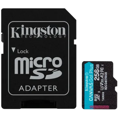 Kingston 256GB microSDXC Canvas Go Plus Gen4 200MB/s A2 U3 V30 Card + Adapter