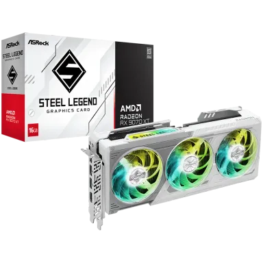 ASROCK Video Card AMD Radeon RX 9070 XT Steel Legend 16GB GDDR6 256-bit HDMI 3x DP