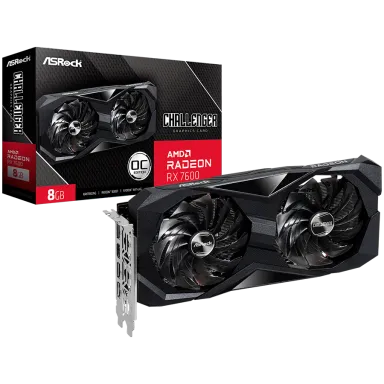 ASROCK Video Card AMD Radeon RX-7600 Challenger 8GB GDDR6 128bit, 2695 MHz / 18Gbps, 3x DP 2.1, 1x HDMI, 2 fan, 2 slot