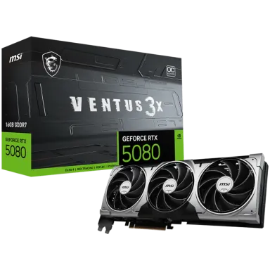 MSI Video Card Nvidia GeForce RTX 5080 16G VENTUS 3X OC, 16GB GDDR7, 256bit, Effective Memory Clock: 30000MHz, Boost: 2640 MHz, 10752 CUDA Cores…