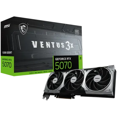 MSI Video Card Nvidia GeForce RTX 5070 12G VENTUS 3X OC, 12GB GDDR7, 192bit, Effective Memory Clock: 28000MHz, Boost: 2542 MHz, 6144 CUDA Cores, PCIe…