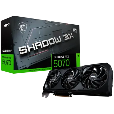 MSI Video Card Nvidia GeForce RTX 5070 12G SHADOW 3X OC, 12GB GDDR7, 192bit, Effective Memory Clock: 28000MHz, Boost: 2542 MHz, 6144 CUDA Cores, PCIe…