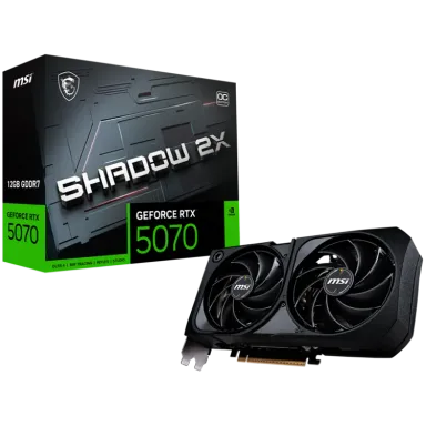 MSI Video Card Nvidia GeForce RTX 5070 12G SHADOW 2X OC, 12GB GDDR7, 192bit, Effective Memory Clock: 28000MHz, Boost: 2542 MHz, 6144 CUDA Cores, PCIe…