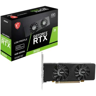 MSI Video Card Nvidia GeForce RTX 3050 LP E 6G OC, 2x HDMI, 1x DP, DUAL FAN, ATX