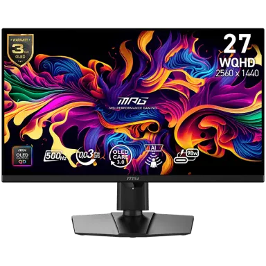 MSI MPG 271QR QD-OLED X50 Gaming Monitor, 26.5" 500Hz, WQHD (2560x1440) 16:9, QD-OLED Anti-Reflection, 0.03ms, 300nits, 1500000:1, 178/178, G-SYNC…