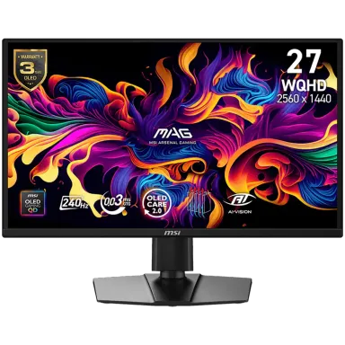 MSI MAG 272QP QD-OLED X24 Gaming Monitor, 26.5" 240Hz, WQHD (2560x1440) 16:9, QD-OLED Anti-Reflection, 0.03ms, 200nits, 1500000:1, 178/178, G-SYNC…
