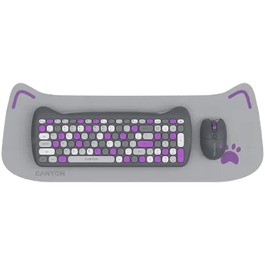 CANYON HSET-W6 EN Keyboard+Mouse Kitty Edition AAA+АА Wireless Blue
