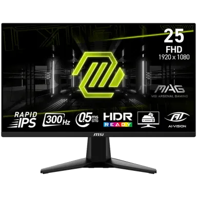 MSI MAG 255XF Gaming Monitor, 24.5" 300Hz, FHD (1920x1080) 16:9, Rapid IPS, 0.5ms, 250nits, 1000:1, 178/178, AMD FreeSync Premium, HDR Ready, Tilt…
