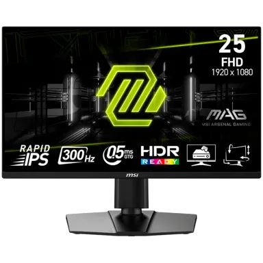 MSI MAG 255PxF, Gaming Monitor, 24.5" 300Hz, FHD (1920x1080) 16:9, Rapid IPS Anti-glare, 0.5ms, 250nits, 1000:1, 178/178, AMD FreeSync Premium, 2x2W…
