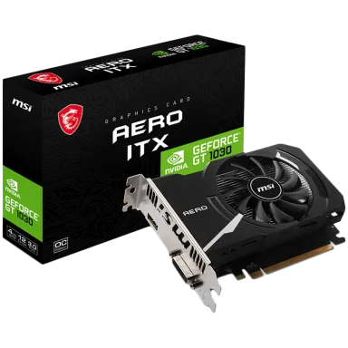 MSI Video Card Nvidia GeForce GT 1030 AERO ITX 4GHD4 OC, 4GB DDR4, 64-bit, 2100MHz Memory Speed, 1430MHz Boost, 384 CUDA Cores, 1x DVI-D, HDMI 2.1…
