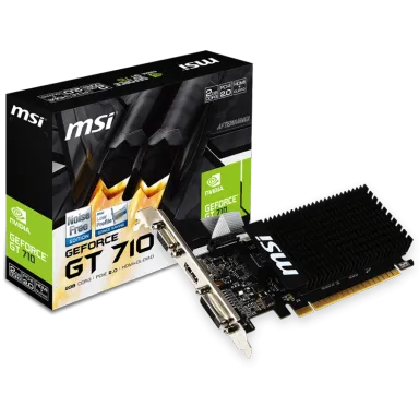 MSI Video Card NVidia GeForce GT 710, 2048MB DDR3, 64-bit, 12.8 GB/s, 1600 Mbps Effective Memory Speed, 954 MHz Clock, PCI Express 2.0, HDMI 1.4…