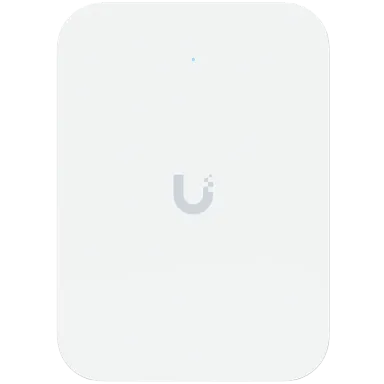 Ubiquiti UniFin U70IW Wall mounted WiFi 7 AP with 4 spatial streams and an integreated 2.5GbE PoE switch desined for hospitality enviorments
