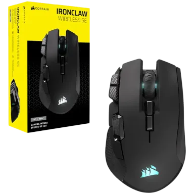 CORSAIR IRONCLAW WIRELESS SE Gaming Mouse, Wireless, Backlit RGB LED, 26000 DPI, Optical