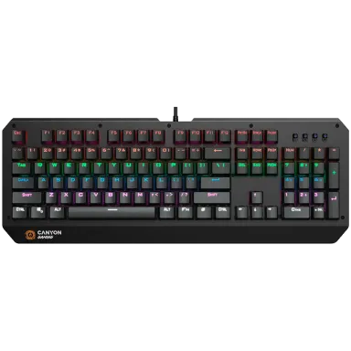 CANYON Hazard GK-6, Wired multimedia gaming keyboard with lighting effect, 108pcs rainbow LED, Numbers 104keys, EN double injection layout, cable…