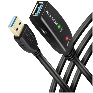 Axagon Active extension USB 3.2 Gen 1 A-M > A-F cable, 5 m long. Power supply option.