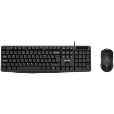 CANYON USB standard KB, water resistant BG layout bundle with optical 3D wired mice 1000DPI black