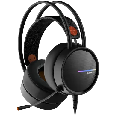 CANYON INTERCEPTOR GH-8A, Gaming headset 3.5mm jack plus USB connector for LED backlight, adjustable microphone and volume control, with 2in1 3.5mm…