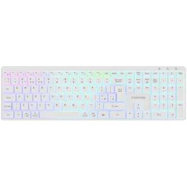 CANYON keyboard HKB-W11 UK/US RGB Dual Mode Wireless White